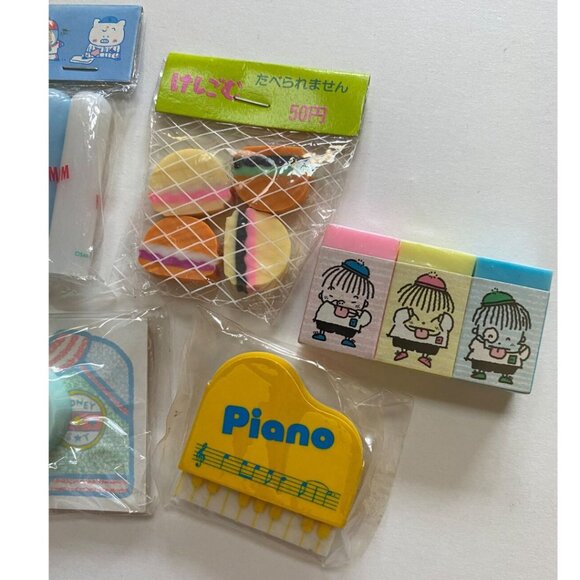 Cute 90s Stationary Eraser Lot RARE Collectible Soundy Hot Stadium Hamburgers - Picture 2 of 4
